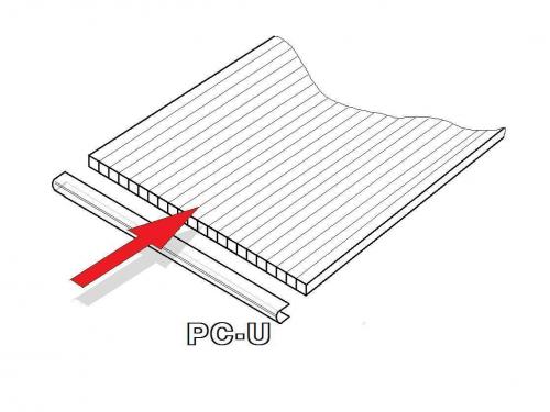 PC U-profil 4 mm pro skleník, délka 2,10 m (1 ks)