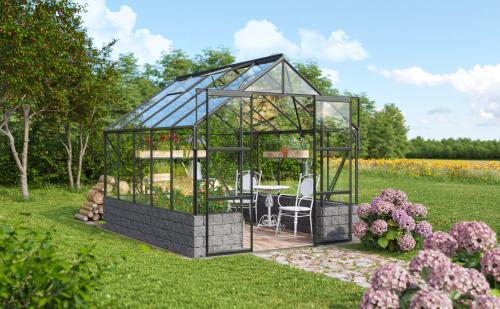 skleník VITAVIA CASSANDRA 8300 čiré sklo 3 mm černý
