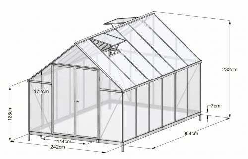skleník LANITPLAST SARANA 8x12 PC 4 mm stříbrný