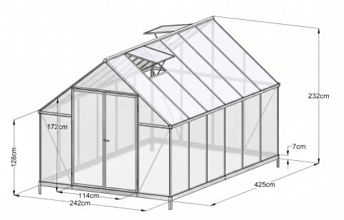skleník LANITPLAST SARANA 8x14 PC 4 mm stříbrný