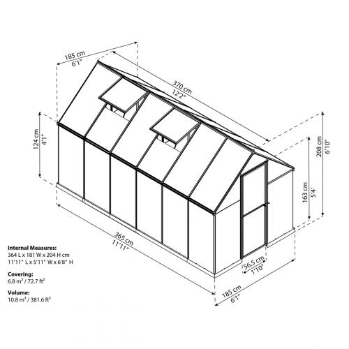 polykarbonátový skleník Palram multiline 6x12